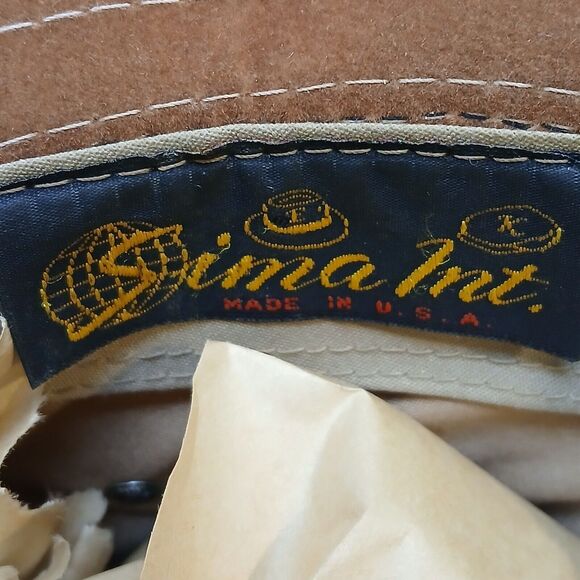 Sima International Men Vintage 100% Suede‎ Made in USA Trimmed Hat Fedora Size M - Picture 11 of 16